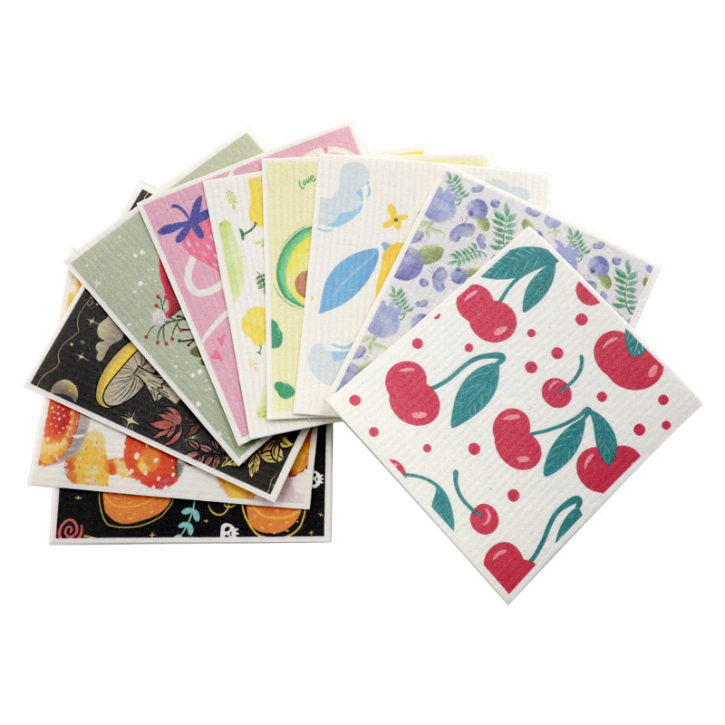 Száraz és nedves, kettős felhasználású nyomtatott, egyedi mintás cellulózrongy